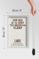 Blechschild Spruch Keep this bathroom clean 20x30cm