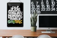 Blechschild Spruch life gives Lemons make Gin & Tonic 20x30cm