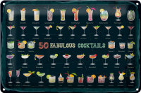 Blechschild 50 Fabulous Cocktails Drinks 30x20cm