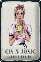 Blechschild Alkohol Gin & Tonic Liquid Sanity 20x30cm