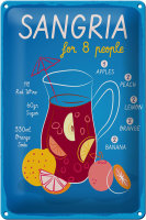 Blechschild Rezept Sangria Recipe for 8 people 20x30cm