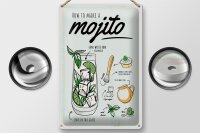Blechschild Rezept Mojito Cocktail Recipewhite rum 20x30cm