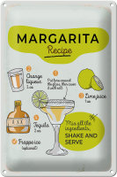 Blechschild Rezept Margarita Recipe orange lime 20x30cm