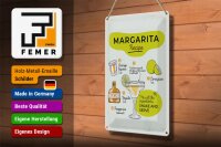 Blechschild Rezept Margarita Recipe orange lime 20x30cm