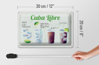 Blechschild Rezept Cuba Libre Cocktail Recipe 30x20cm
