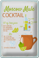 Blechschild Rezept Moscow Mule Cocktail Recipe 20x30cm