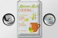 Blechschild Rezept Moscow Mule Cocktail Recipe 20x30cm