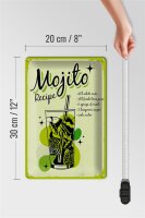Blechschild Rezept Mojito Cocktail Recipe drink 20x30cm
