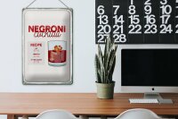 Blechschild Rezept Negron Cocktail Recipe GIN 20x30cm
