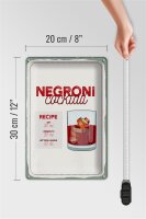 Blechschild Rezept Negron Cocktail Recipe GIN 20x30cm