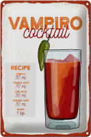 Blechschild Rezept Vampiro Cocktail Recipe Tequila 20x30cm