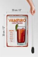 Blechschild Rezept Vampiro Cocktail Recipe Tequila 20x30cm