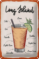 Blechschild Rezept Long Island Cocktail Recipe 20x30cm