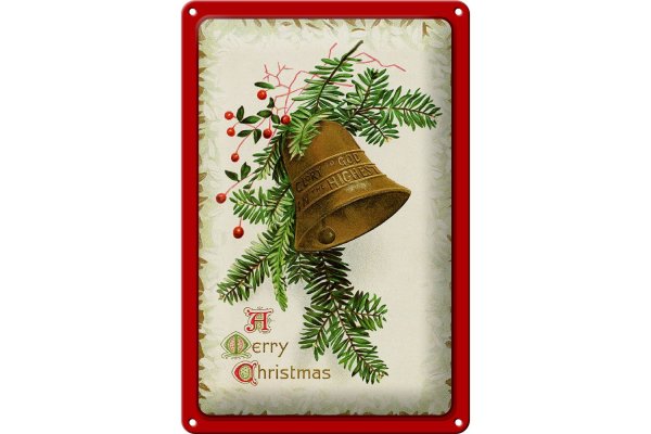 Blechschild Weihnachten Christmas Glocke Winter 20x30cm