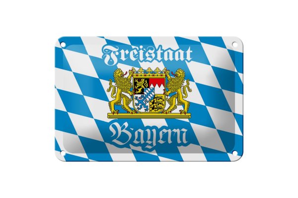 Blechschild Bayern 18x12cm Freistaat Bayern Wappen