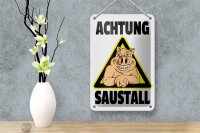 Blechschild Tiere 12x18cm Schwein Achtung Saustall