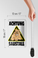 Blechschild Tiere 12x18cm Schwein Achtung Saustall