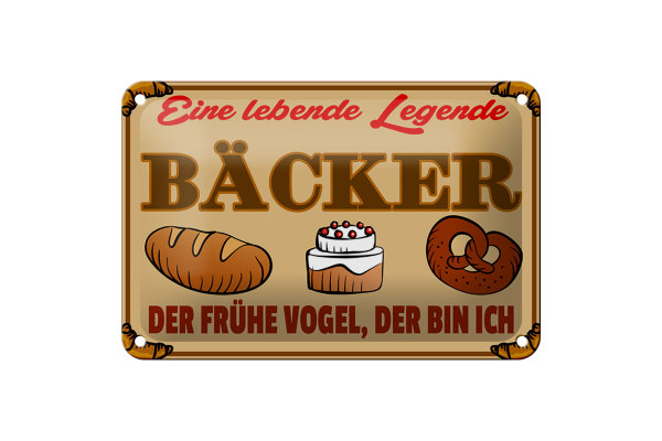 Blechschild Essen 18x12cm Lebende Legende Bäcker Brot
