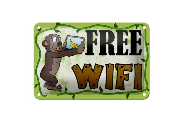 Blechschild Hinweis 18x12cm Free WiFi Internet