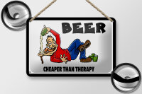 Blechschild Alkohol 18x12cm Beer cheaper than therapy Bier