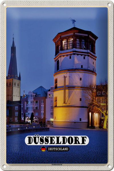 Blechschild Städte Düsseldorf Schlossturm Baukunst 20x30cm