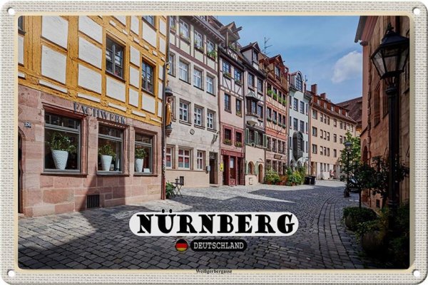 Blechschild Städte Nürnberg Weißgerbergasse 30x20cm