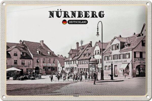 Blechschild Städte Nürnberg Wöhrd Altstadt Gemälde 30x20cm