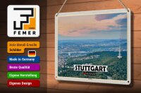 Blechschild Städte Stuttgart Blick auf Degerloch 30x20cm
