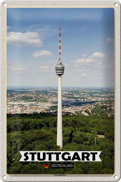 Blechschild Städte Stuttgart Fernsehturm Stadt 20x30cm