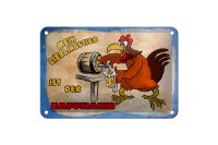 Blechschild Spruch 18x12cm mein Lieblingstier ist Zapfhahn