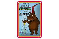 Blechschild Spruch 12x18cm mit bisschen Glitzer geht Alles