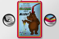 Blechschild Spruch 12x18cm mit bisschen Glitzer geht Alles