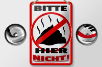Blechschild Hinweis 12x18cm Bitte hier nicht Kot Tiere Hund