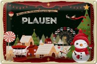 Blechschild Weihnachten Grüße aus PLAUEN 30x20cm