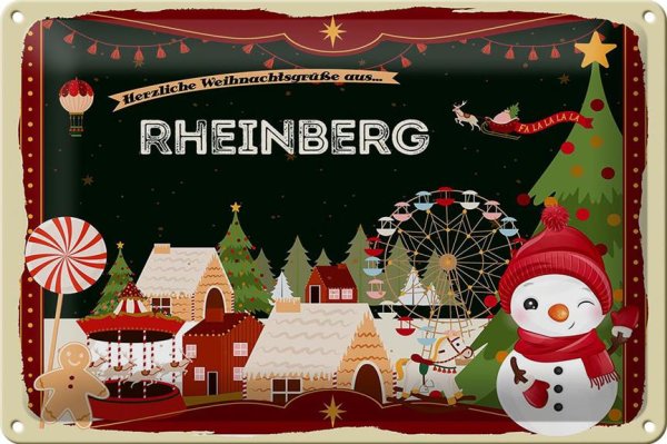 Blechschild Weihnachten Grüße RHEINBERG 30x20cm