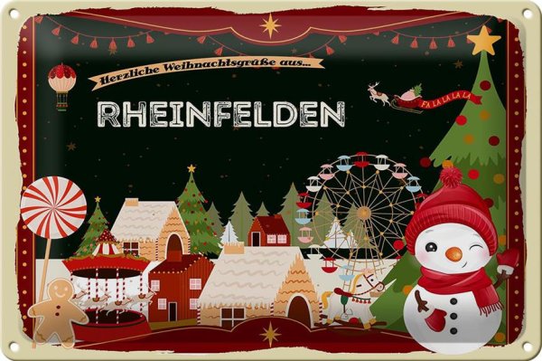 Blechschild Weihnachten Grüße RHEINFELDEN 30x20cm
