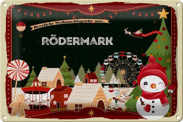 Blechschild Weihnachten Grüße RÖDERMARK 30x20cm