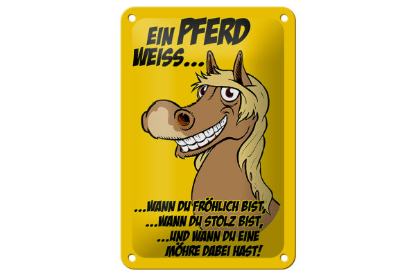 Blechschild Spruch 12x18cm Ein Pferd weiß wann fröhlich