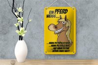 Blechschild Spruch 12x18cm Ein Pferd weiß wann fröhlich