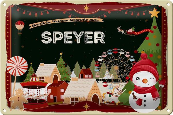 Blechschild Weihnachten Grüße aus SPEYER 30x20cm