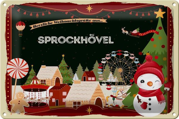 Blechschild Weihnachten Grüße SPROCKHÖVEL 30x20cm
