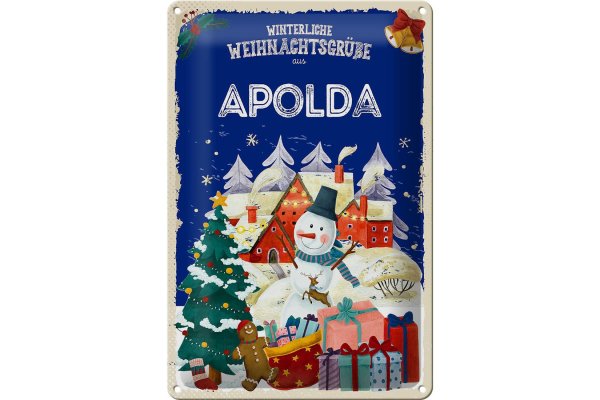 Blechschild Weihnachtsgrüße aus APOLDA 20x30cm