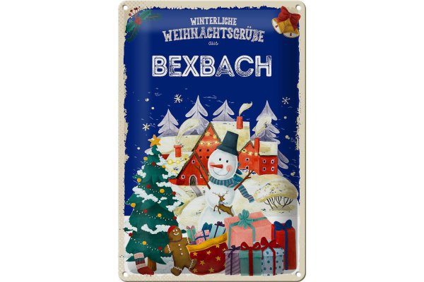 Blechschild Weihnachtsgrüße aus BEXBACH 20x30cm