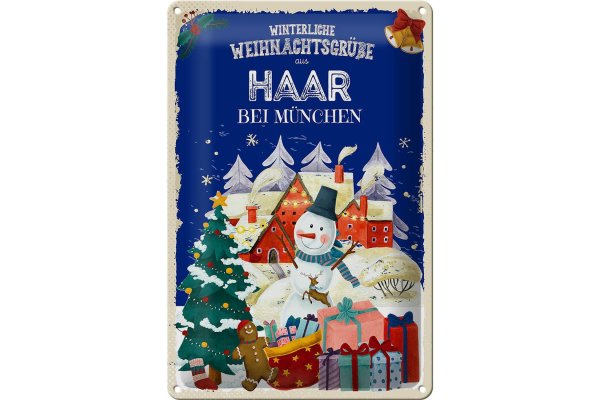 Blechschild Weihnachtsgrüße HAAR BEI MÜNCHEN 20x30cm