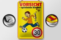 Blechschild Hinweis 12x18cm Vorsicht spielende Kinder 30Kmh