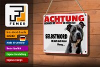 Blechschild Hinweis 18x12cm Achtung bedenken eintreten Hund