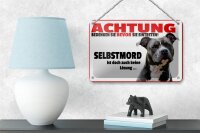 Blechschild Hinweis 18x12cm Achtung bedenken eintreten Hund