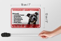 Blechschild Hinweis 18x12cm Hund Vorsicht Kampfhund Risiko