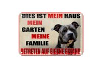 Blechschild Hinweis 18x12cm Hund dies ist mein Haus Garten