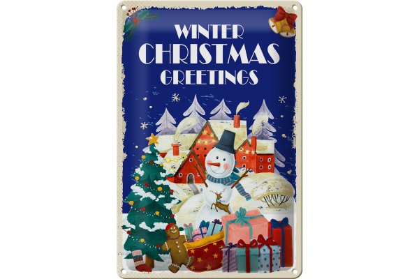 Blechschild 20x30cm Christmas Winter Greetings Weihnachtenration